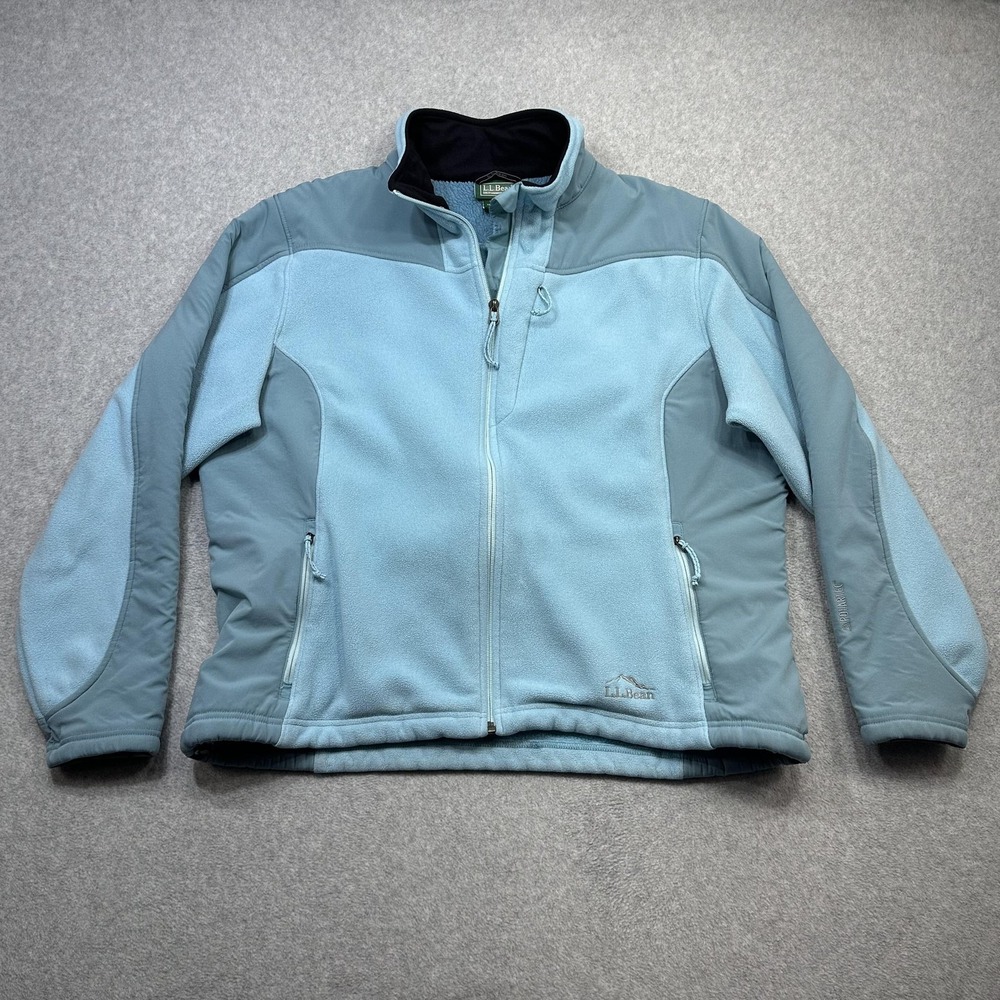 LL Bean Jacket Womens XL Blue Polartec Fleece Softshell Full Zip Hiking Outdoor